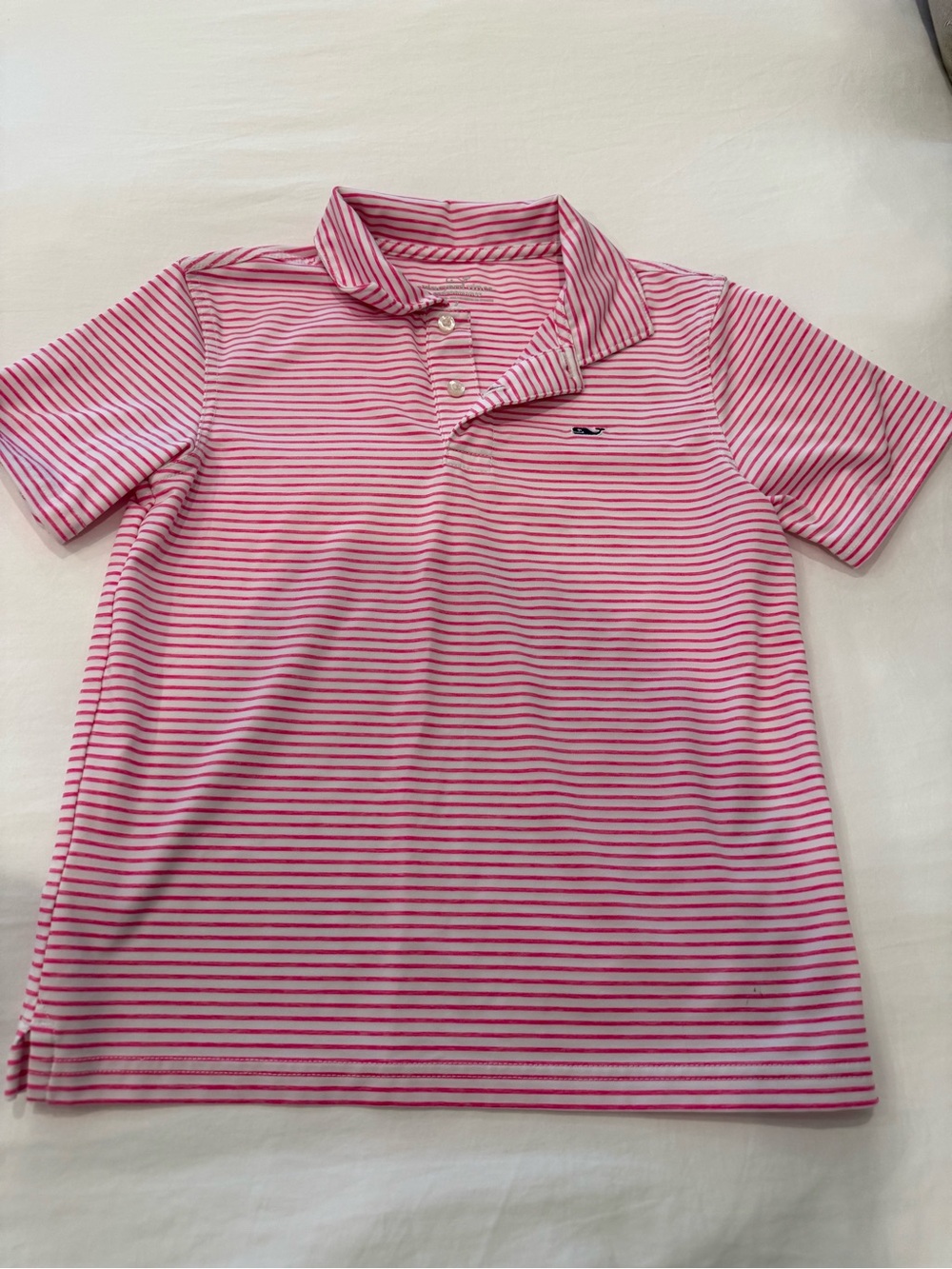 Kids size 7 vineyard vines on the go performance  Pink Striped Polo Shirt